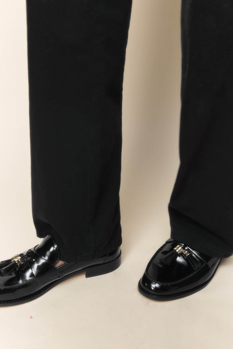 ZARA FLAT WITH TASSELS Loafers Dam Svarta | QJCDS-0162