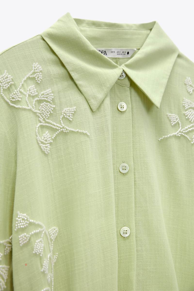 ZARA FLORAL EMBROIDERED Klänning Dam Gröna | WLIVM-8472