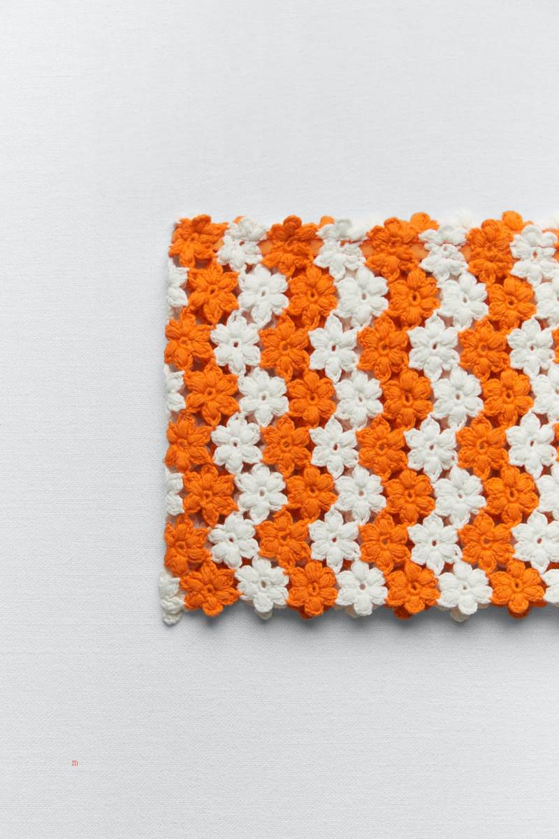 ZARA FLORAL KNIT TOP Crop Top Dam Orange | WRTBK-4963