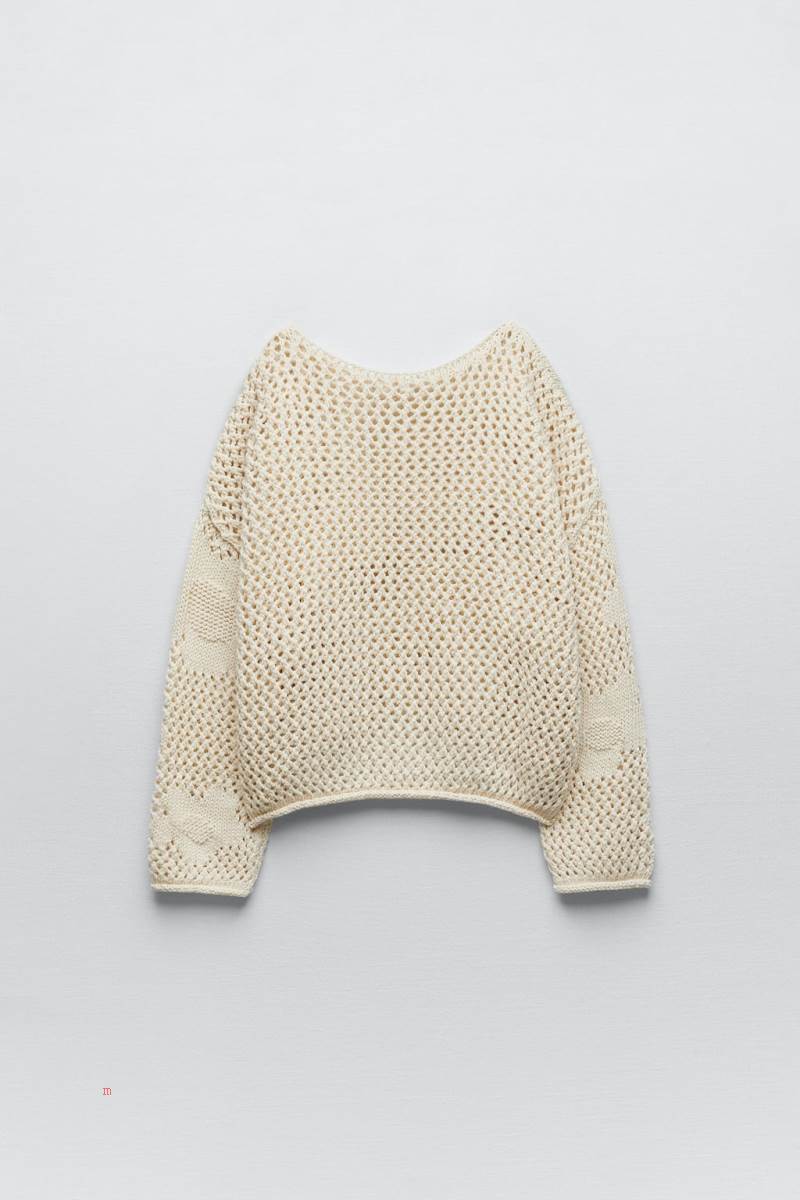 ZARA FLORAL KNIT Tröjor Dam Grå Vita | HNJMZ-6295