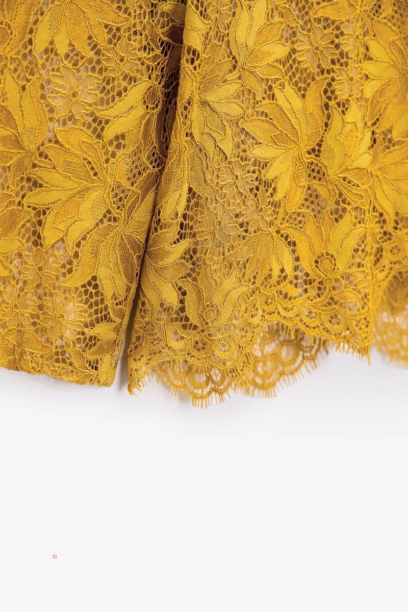ZARA FLORAL LACE Blusar Dam Senapsgult | WMONX-7129