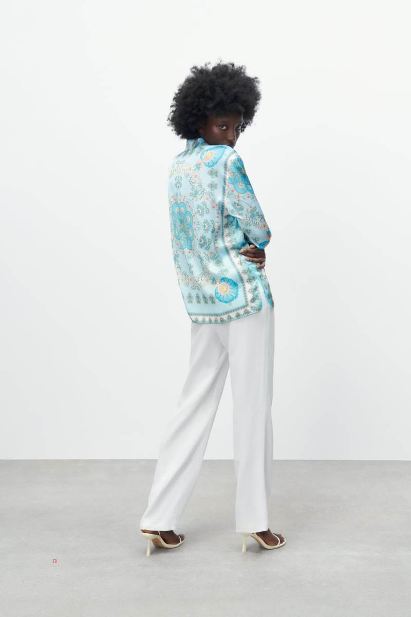 ZARA FLORAL PRINT FLOWING Skjorta Dam Olika Färger Röda | HBULW-7186