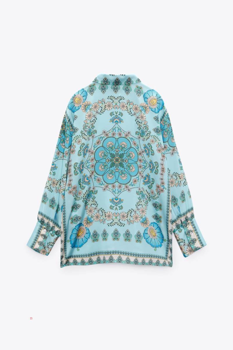 ZARA FLORAL PRINT FLOWING Skjorta Dam Olika Färger Röda | HBULW-7186
