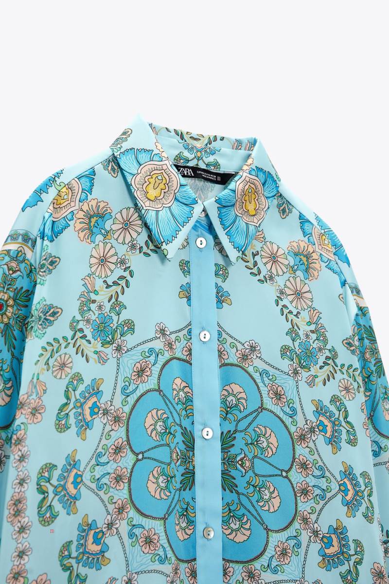 ZARA FLORAL PRINT FLOWING Skjorta Dam Olika Färger Röda | HBULW-7186