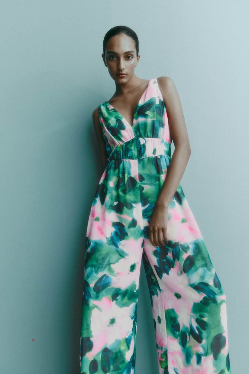 ZARA FLORAL PRINT Jumpsuit Dam Olika Färger Röda | IWVJD-5018