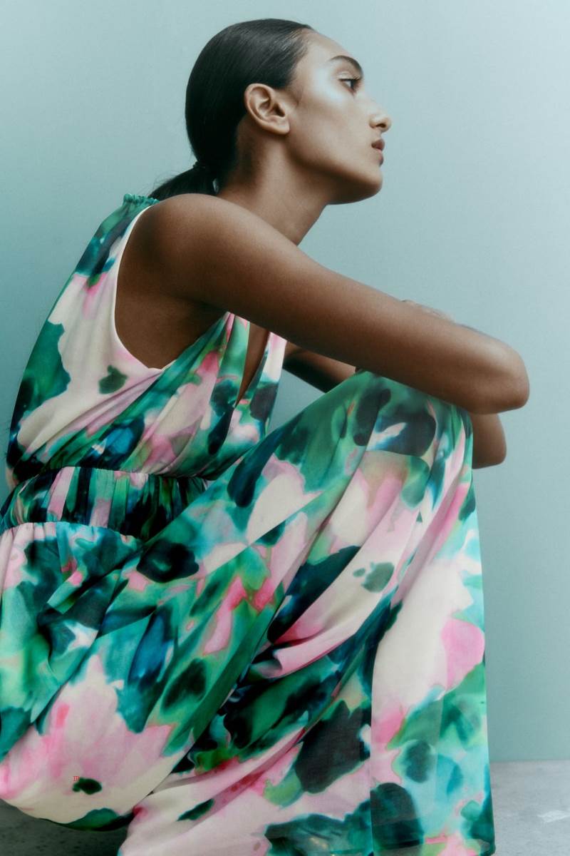 ZARA FLORAL PRINT Jumpsuit Dam Olika Färger Röda | IWVJD-5018