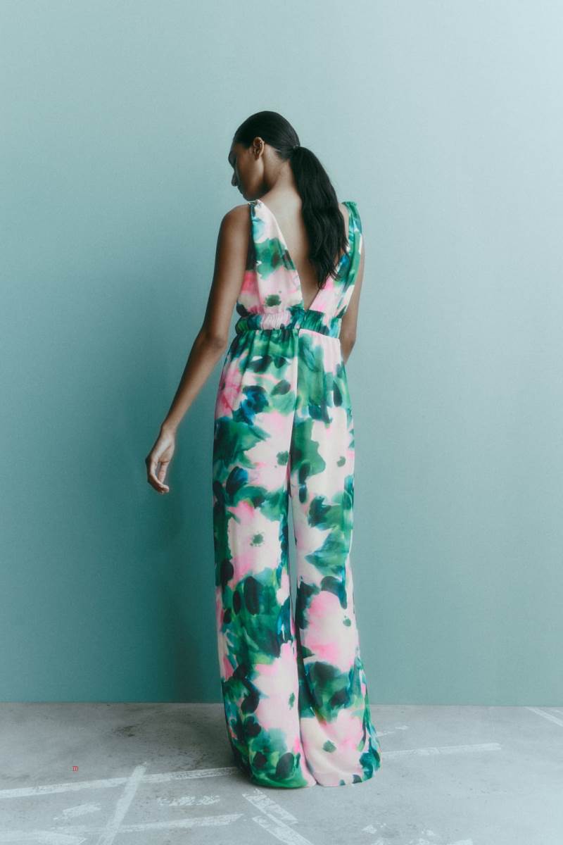ZARA FLORAL PRINT Jumpsuit Dam Olika Färger Röda | IWVJD-5018