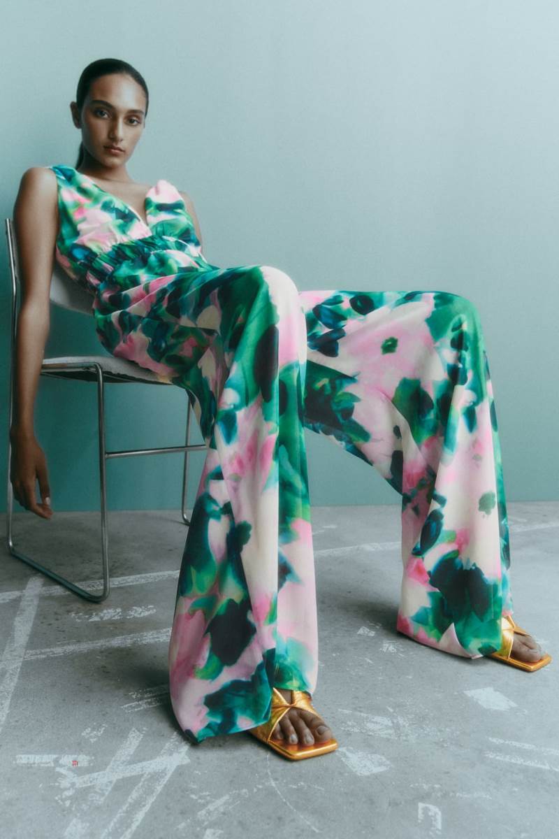 ZARA FLORAL PRINT Jumpsuit Dam Olika Färger Röda | IWVJD-5018