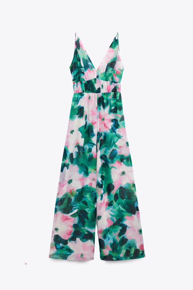 ZARA FLORAL PRINT Jumpsuit Dam Olika Färger Röda | IWVJD-5018