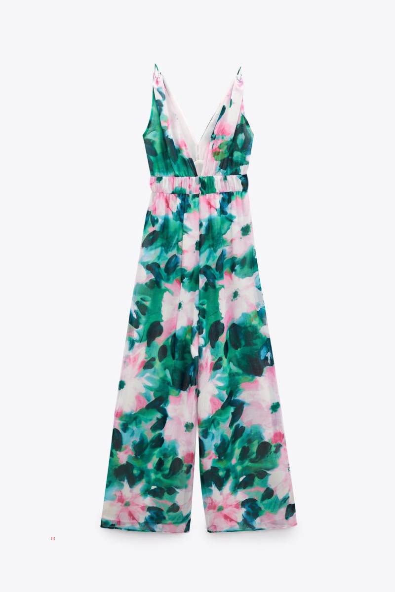 ZARA FLORAL PRINT Jumpsuit Dam Olika Färger Röda | IWVJD-5018