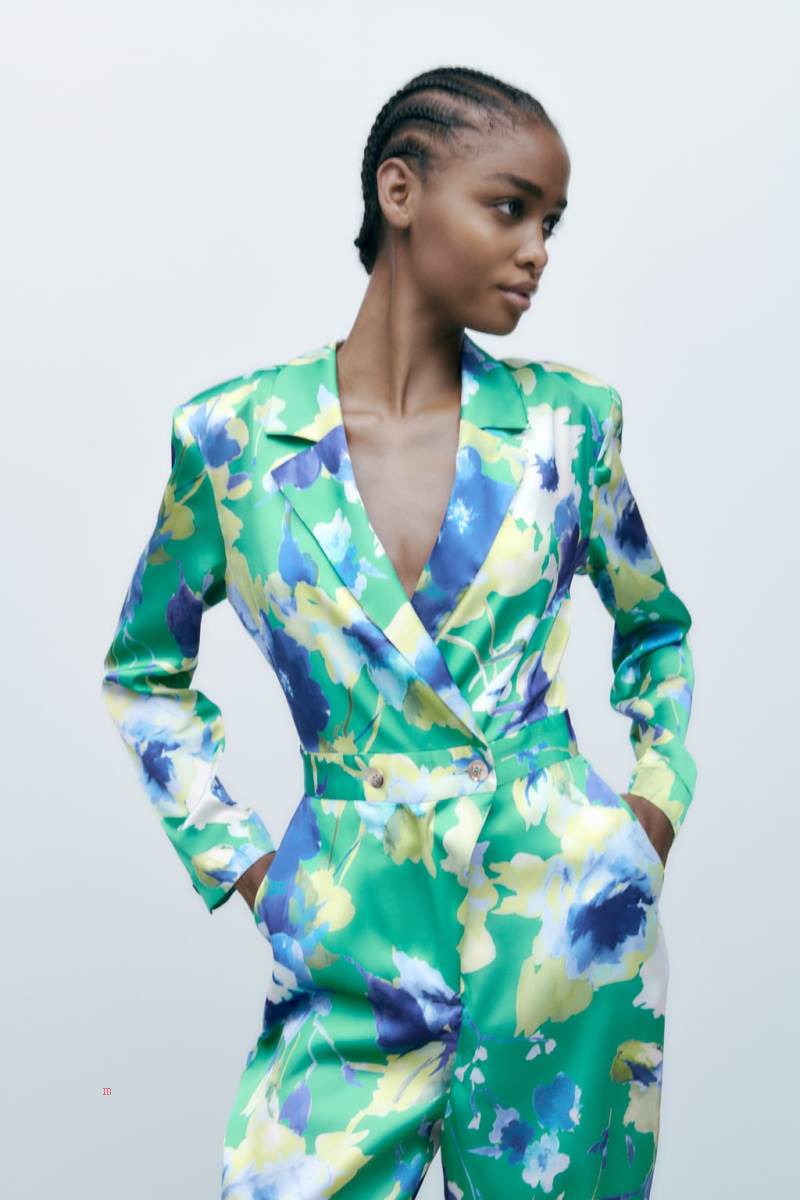 ZARA FLORAL PRINT Jumpsuit Dam Olika Färger Röda | SEXDL-5309