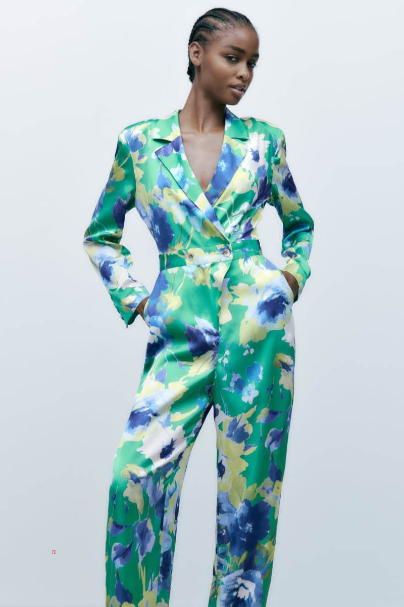 ZARA FLORAL PRINT Jumpsuit Dam Olika Färger Röda | SEXDL-5309