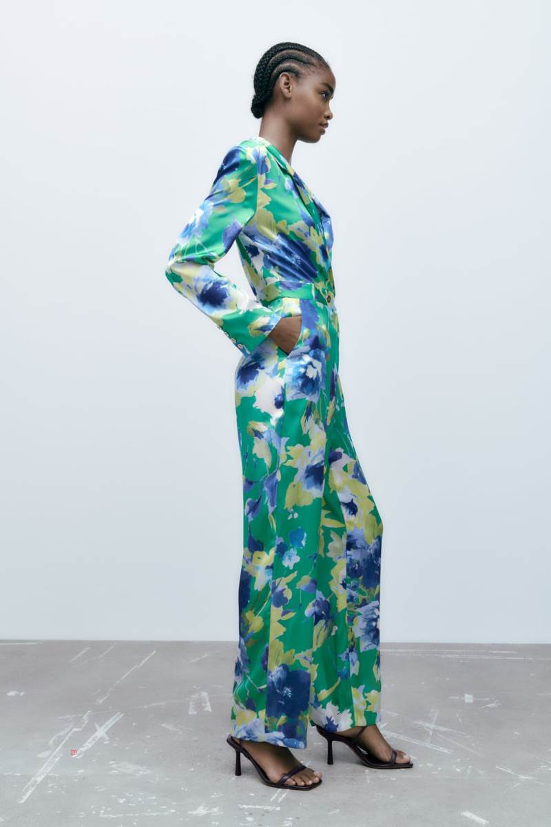 ZARA FLORAL PRINT Jumpsuit Dam Olika Färger Röda | SEXDL-5309