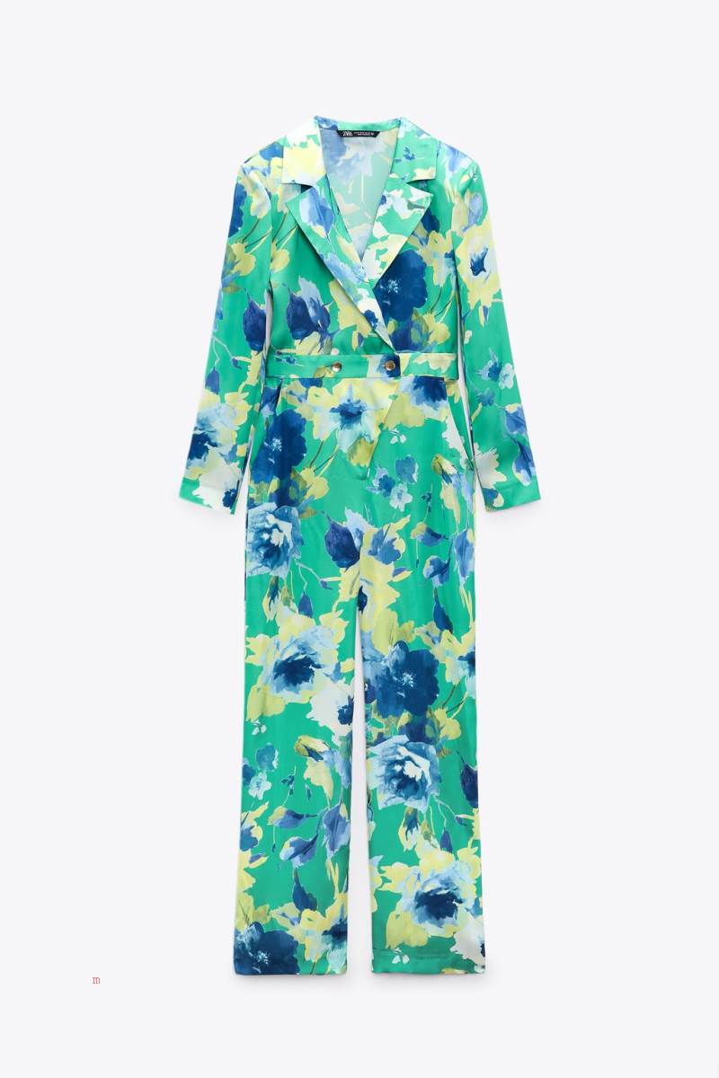 ZARA FLORAL PRINT Jumpsuit Dam Olika Färger Röda | SEXDL-5309