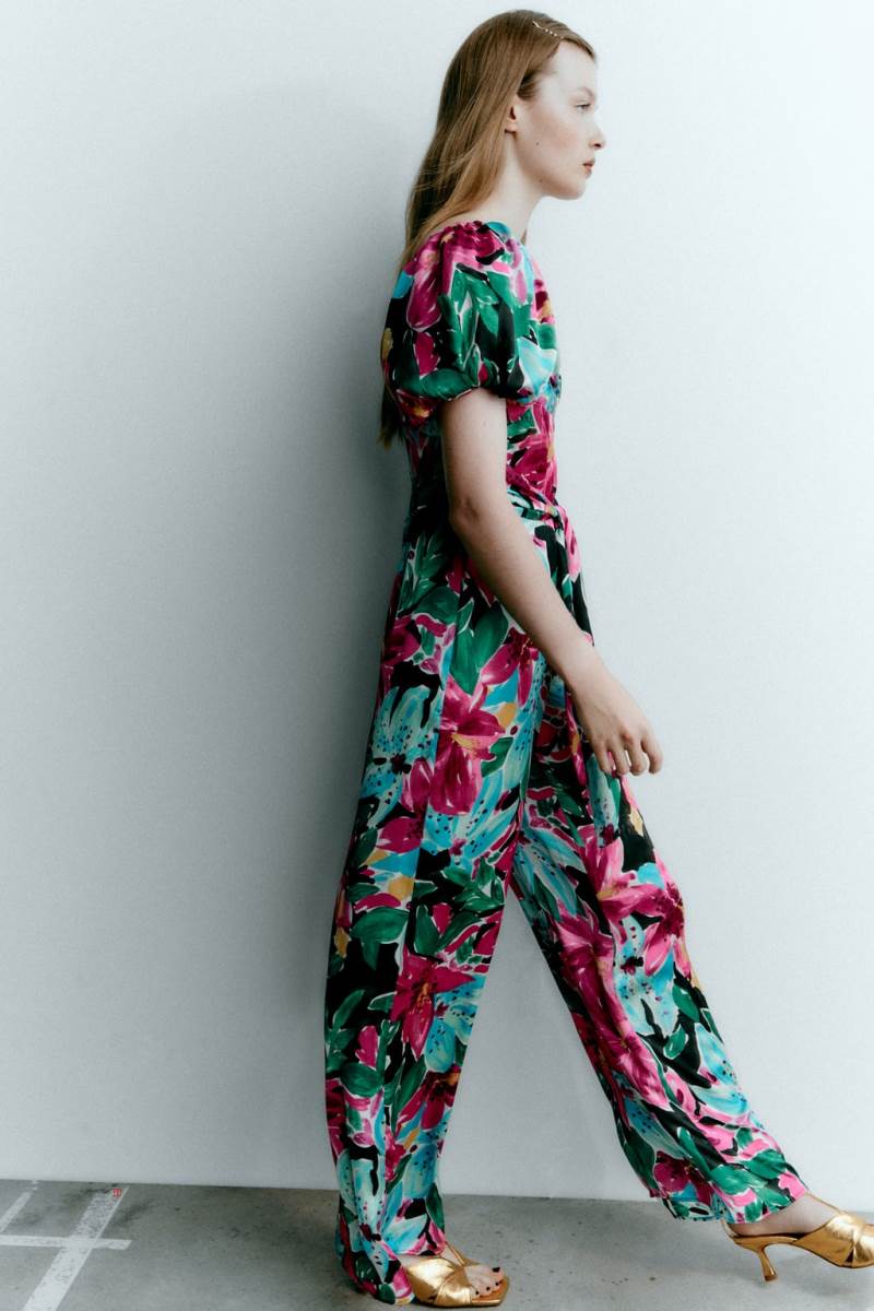 ZARA FLORAL PRINT Jumpsuit Dam Olika Färger Röda | THDRY-5042