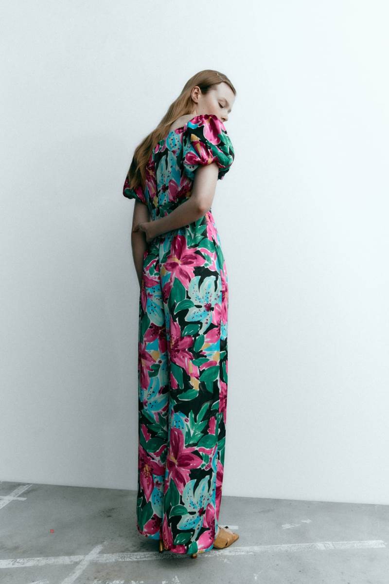 ZARA FLORAL PRINT Jumpsuit Dam Olika Färger Röda | THDRY-5042