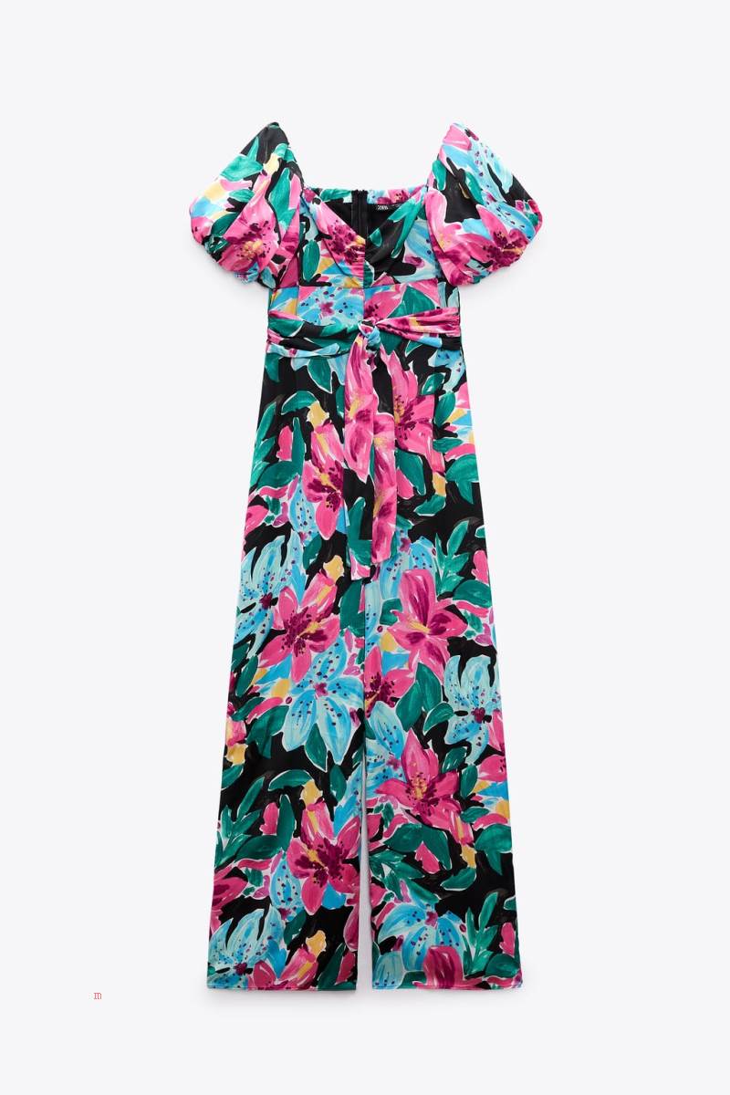 ZARA FLORAL PRINT Jumpsuit Dam Olika Färger Röda | THDRY-5042