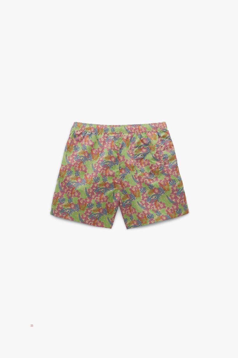 ZARA FLORAL PRINT SWIMMING TRUNKS Badkläder Herr Khaki | ZYQIK-2397