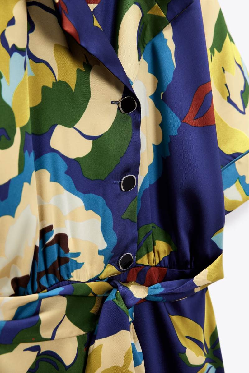 ZARA FLORAL PRINT WITH TIE BELT Jumpsuit Dam Olika Färger Röda | YRLNH-0972