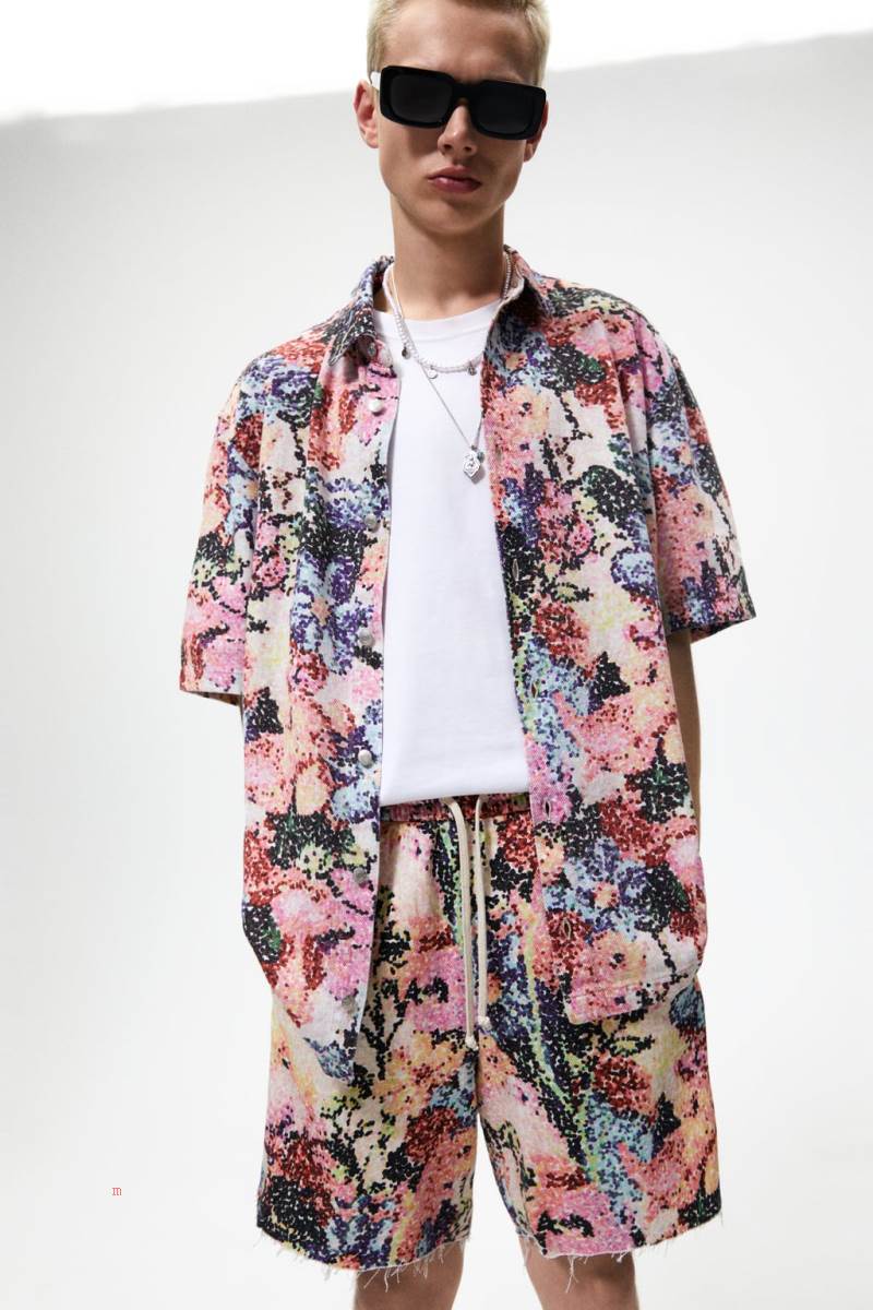 ZARA FLORAL PRINT Övertröja Herr Olika Färger Röda | JRAFG-3249