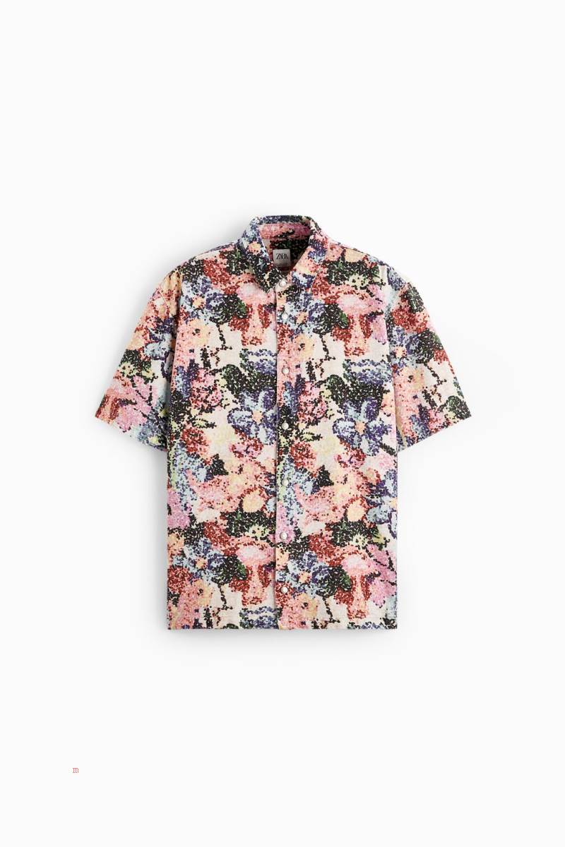 ZARA FLORAL PRINT Övertröja Herr Olika Färger Röda | JRAFG-3249