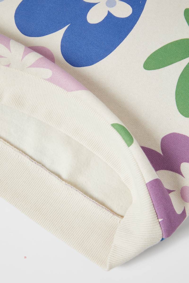 ZARA FLOWER AND HEART Sweatshirt Tjej Grå Vita | TOXCM-3152