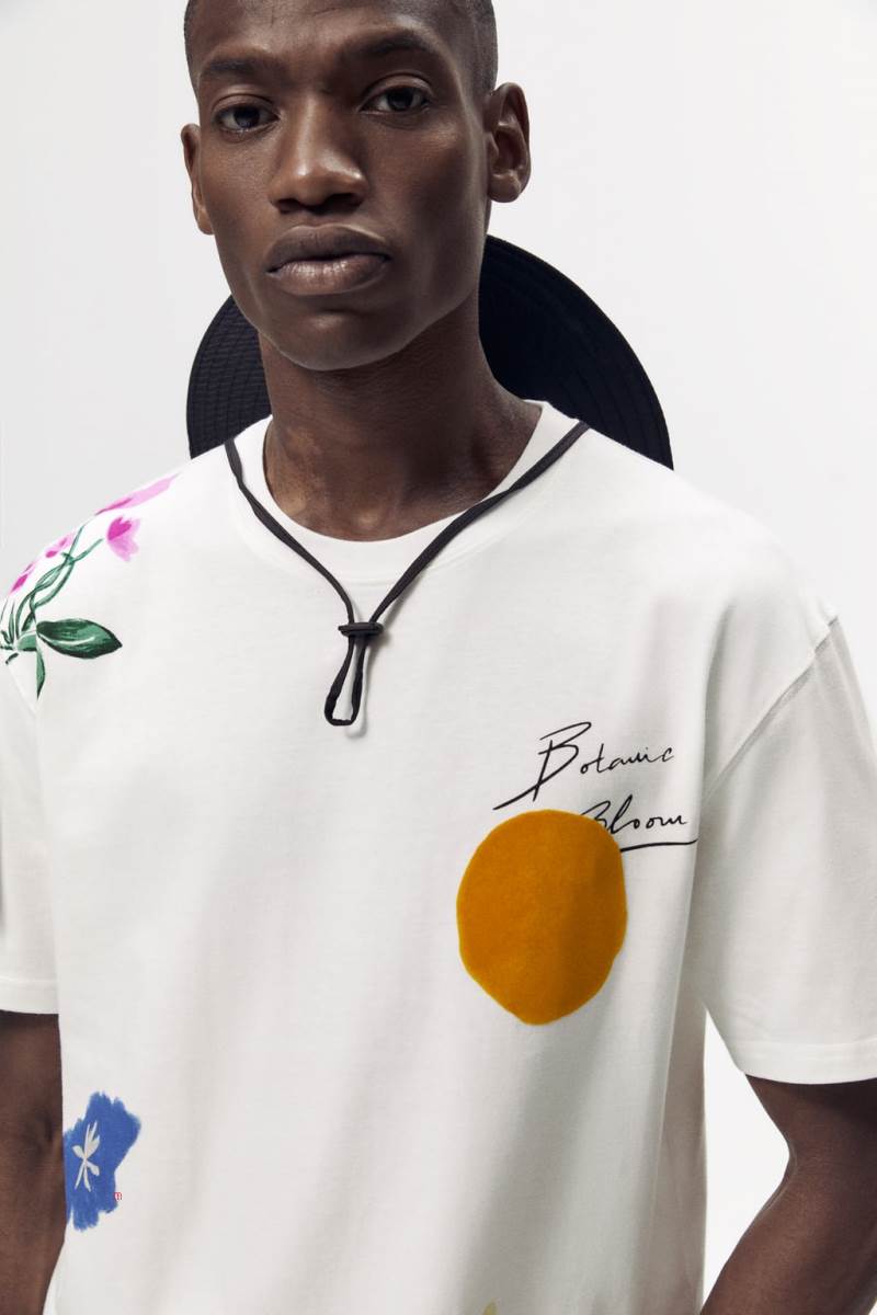 ZARA FLOWER PRINT T-shirt Herr Vita | RITCP-1604