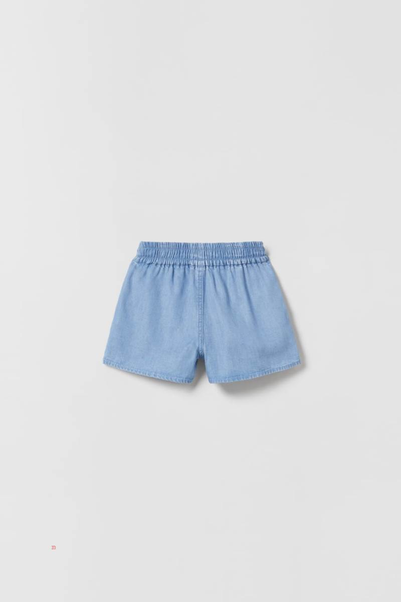 ZARA FLOWING BERMUDA Shorts Tjej Ljusblå | TVXWM-2189