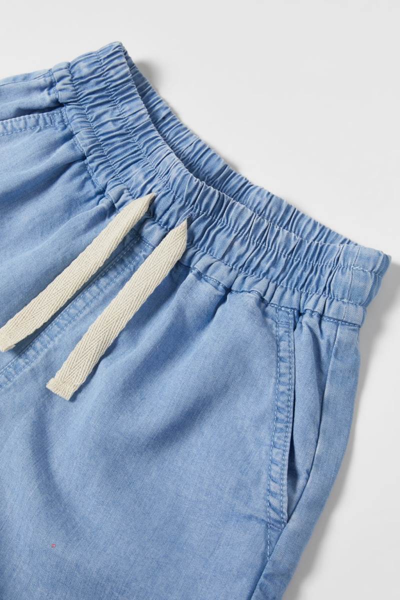 ZARA FLOWING BERMUDA Shorts Tjej Ljusblå | TVXWM-2189