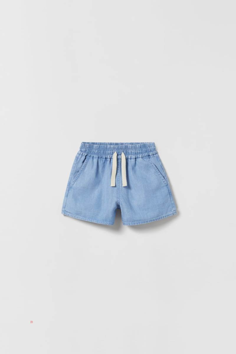 ZARA FLOWING BERMUDA Shorts Tjej Ljusblå | TVXWM-2189