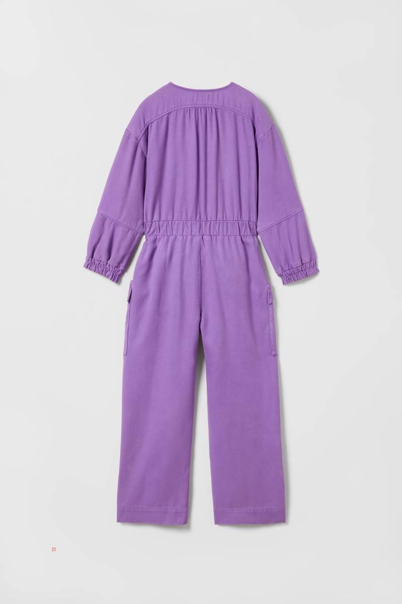 ZARA FLOWING CARGO Jumpsuit Tjej Lila | UYIKX-9630