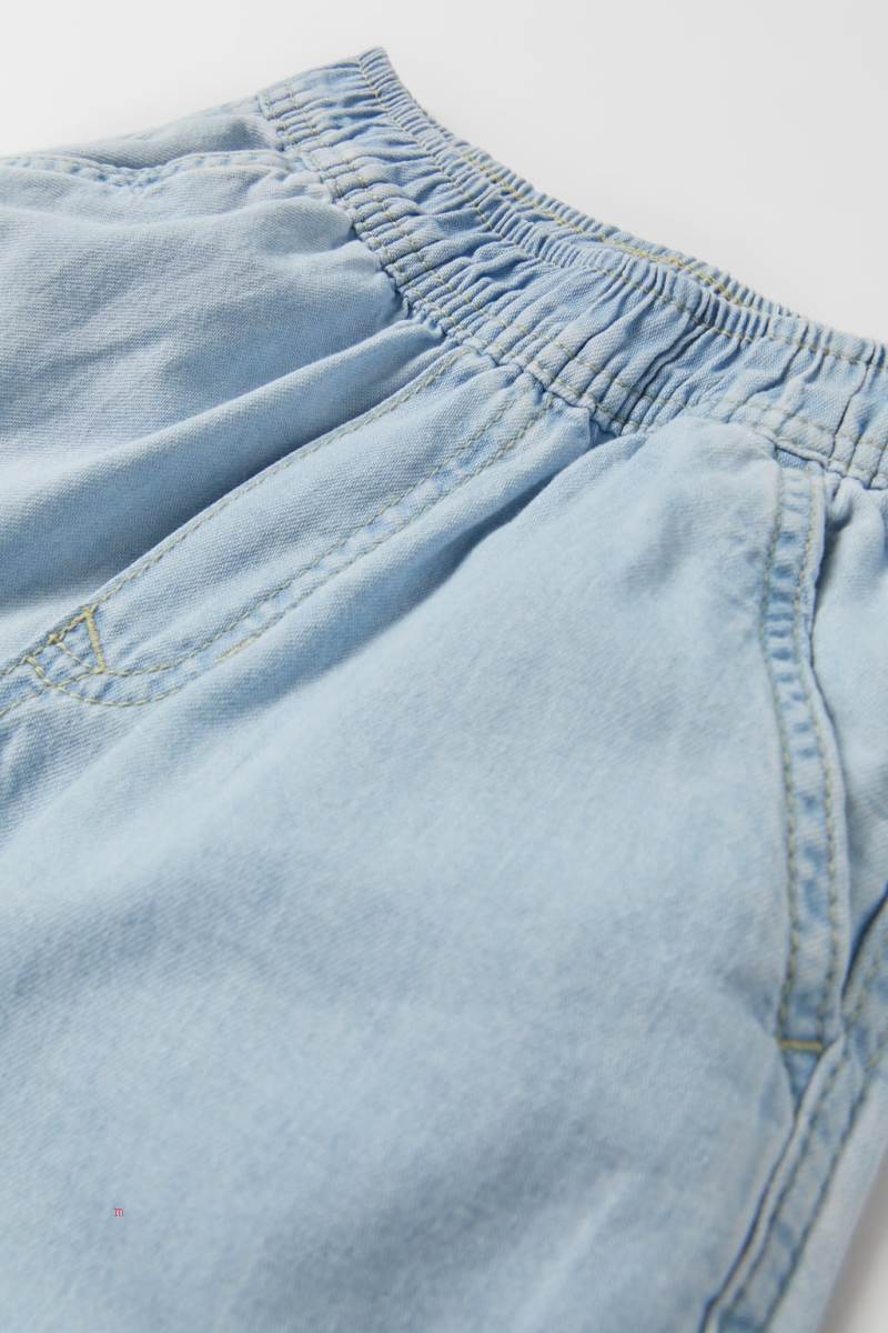 ZARA FLOWING DENIM BERMUDA Shorts Pojke Ljusblå | ASEMW-2750