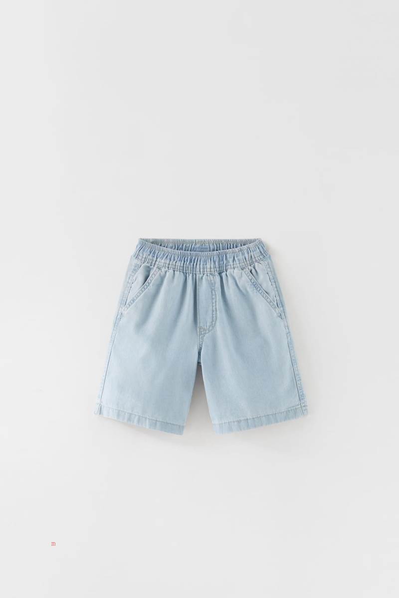 ZARA FLOWING DENIM BERMUDA Shorts Pojke Ljusblå | ASEMW-2750