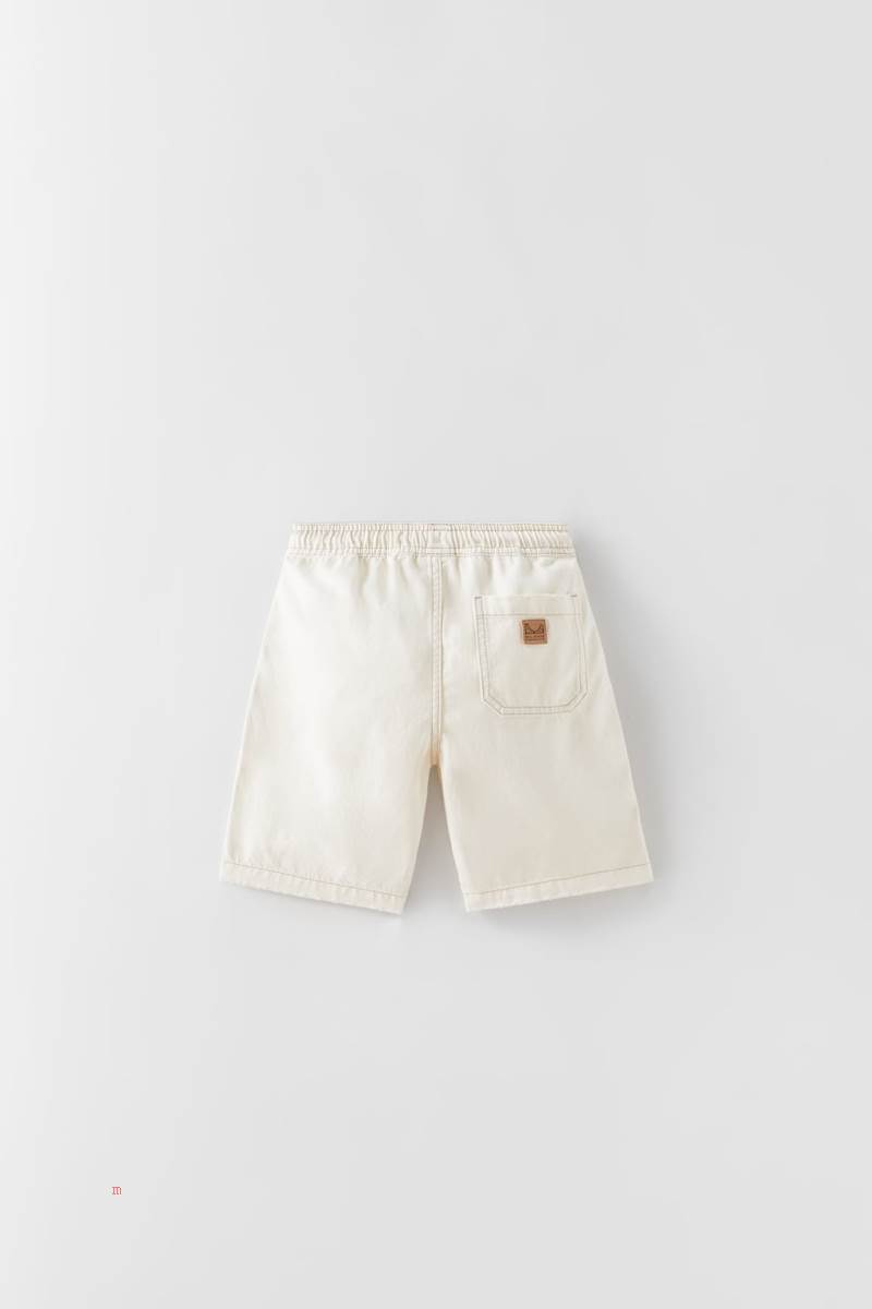 ZARA FLOWING DENIM BERMUDA Shorts Pojke Grå Vita | FGPBY-5490