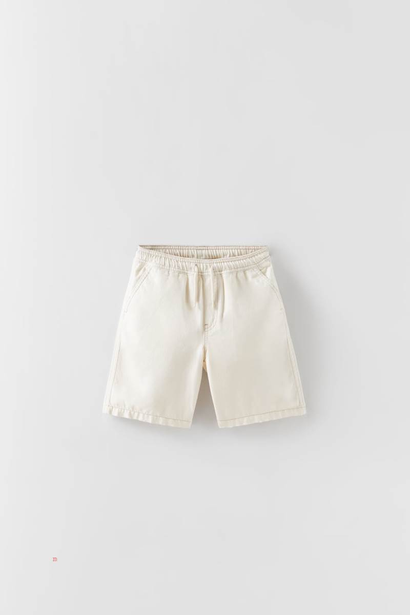 ZARA FLOWING DENIM BERMUDA Shorts Pojke Grå Vita | FGPBY-5490
