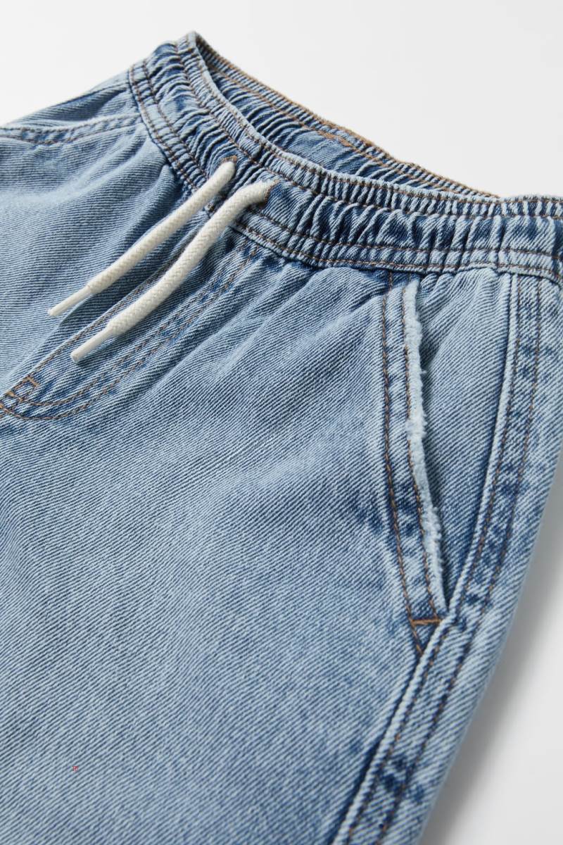 ZARA FLOWING DENIM BERMUDA Shorts Pojke Blå | SIOHP-1537