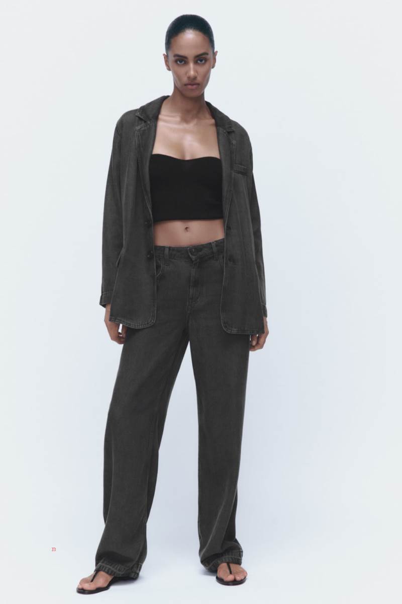 ZARA FLOWING DENIM Blazers Dam Grå | MSIBG-5829