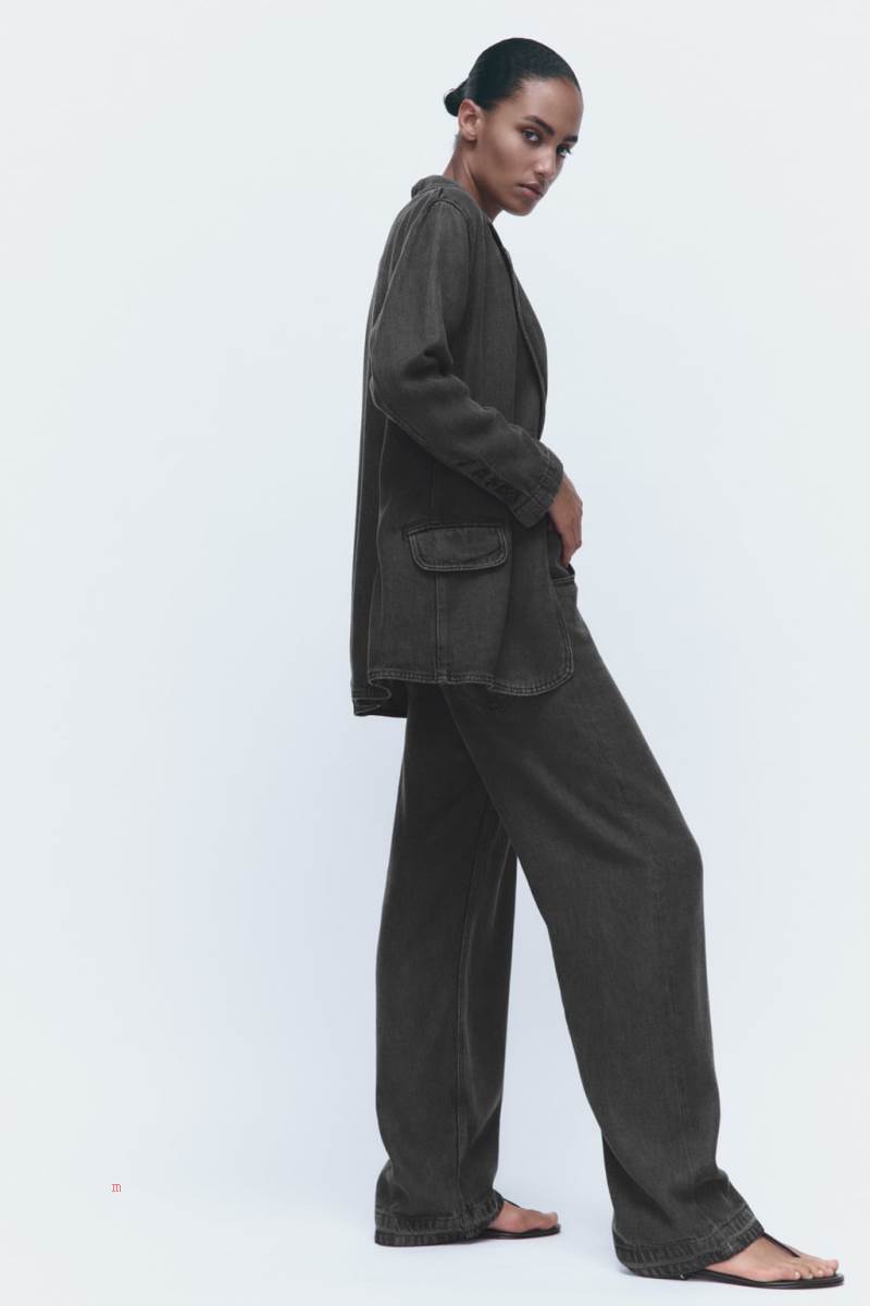 ZARA FLOWING DENIM Blazers Dam Grå | MSIBG-5829