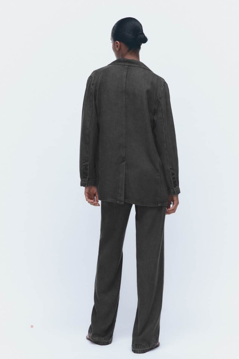 ZARA FLOWING DENIM Blazers Dam Grå | MSIBG-5829