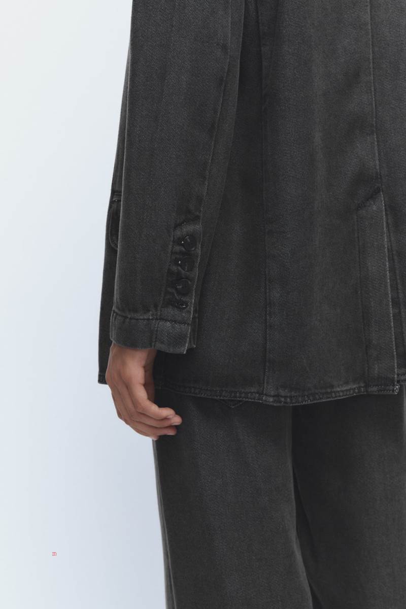 ZARA FLOWING DENIM Blazers Dam Grå | MSIBG-5829