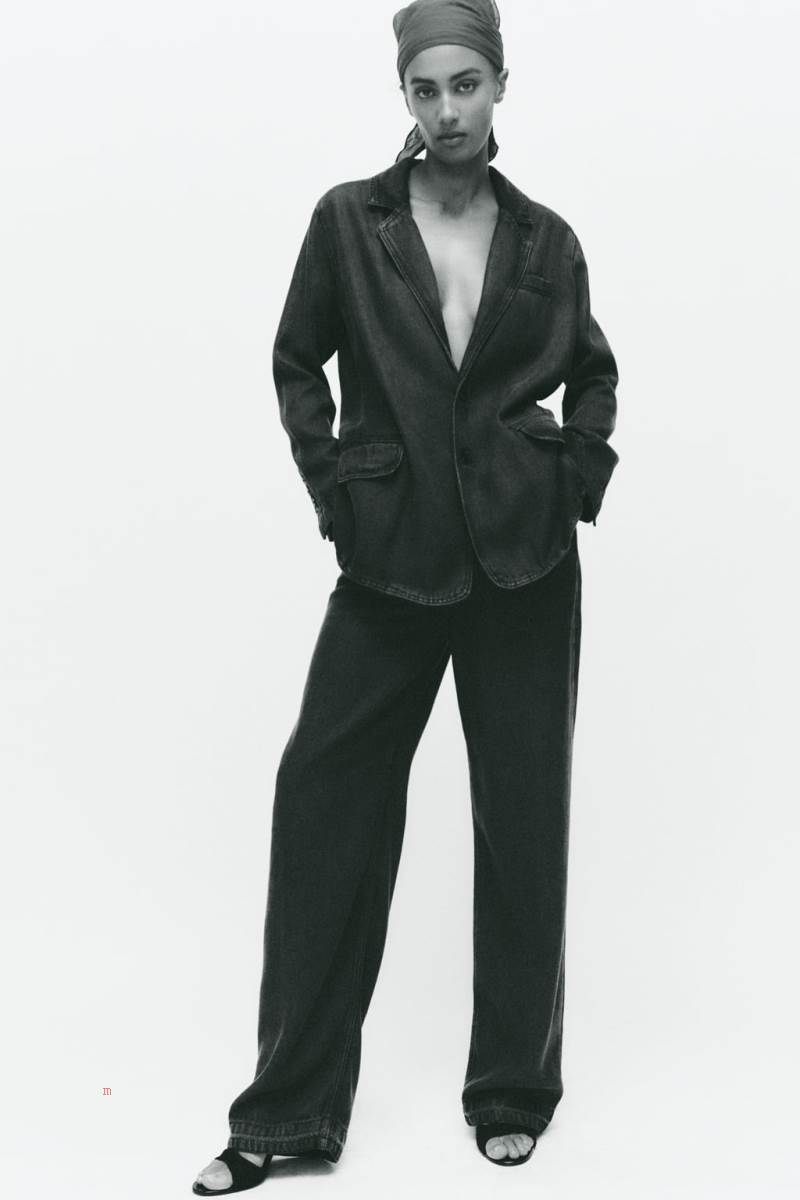 ZARA FLOWING DENIM Blazers Dam Grå | MSIBG-5829