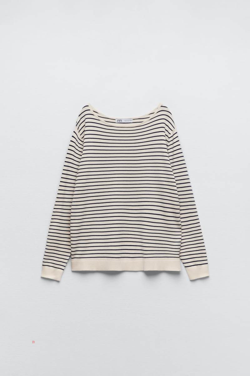 ZARA FLOWING KNIT Tröjor Dam Marinblå | PXMOY-3726