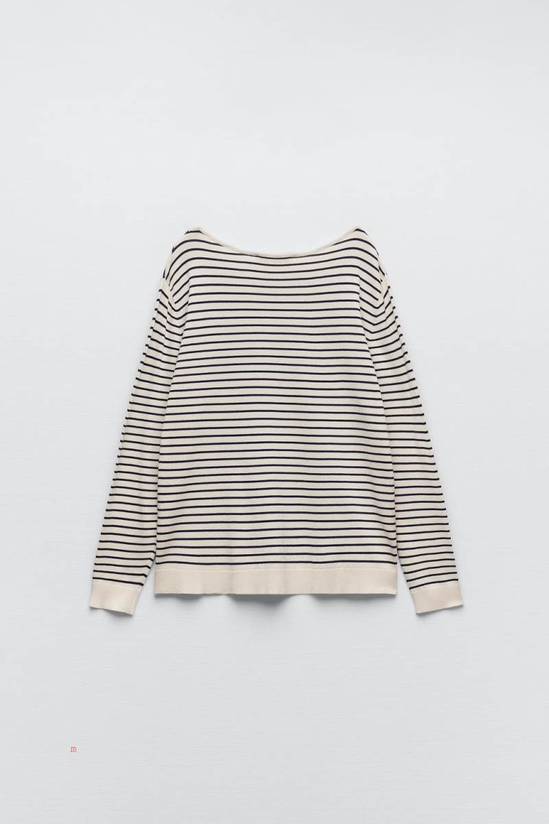 ZARA FLOWING KNIT Tröjor Dam Marinblå | PXMOY-3726
