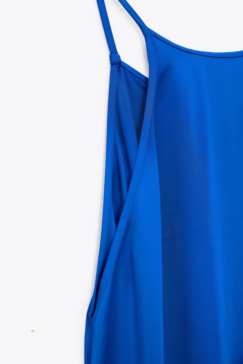 ZARA FLOWING MIDI Klänning Dam Blå | HLMTW-0467