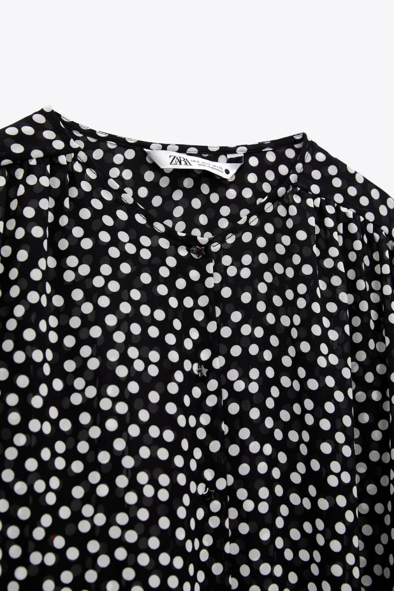 ZARA FLOWING POLKA DOT Blusar Dam Svarta Vita | ZFQVW-5781