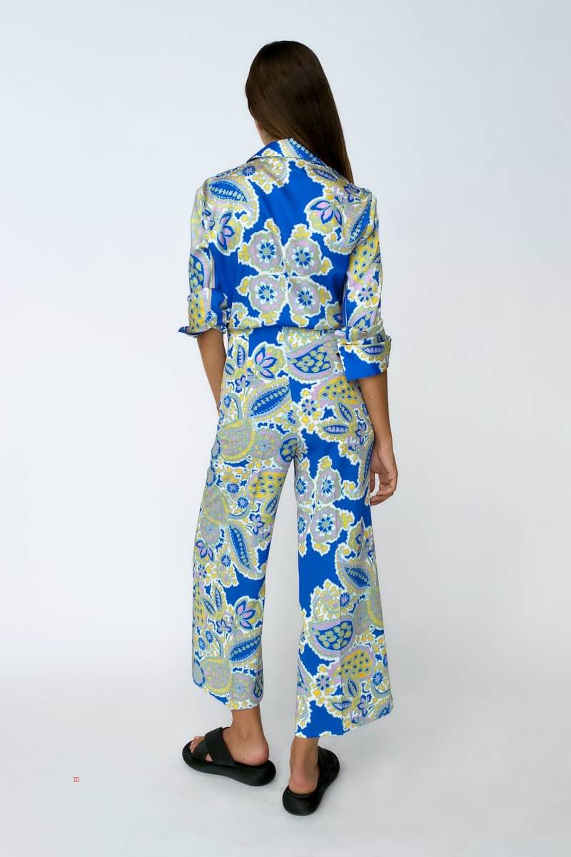 ZARA FLOWING PRINTED Blusar Dam Blå | HBUGD-5624