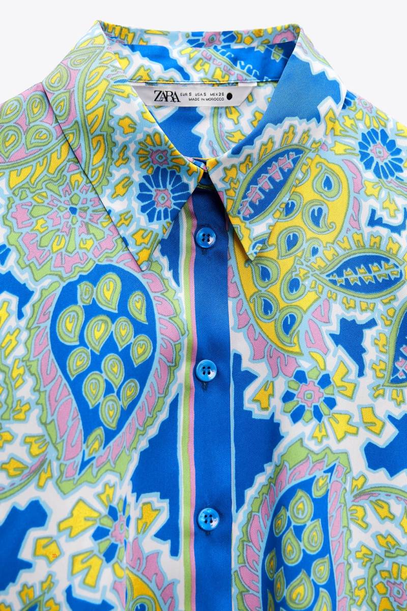 ZARA FLOWING PRINTED Blusar Dam Blå | HBUGD-5624