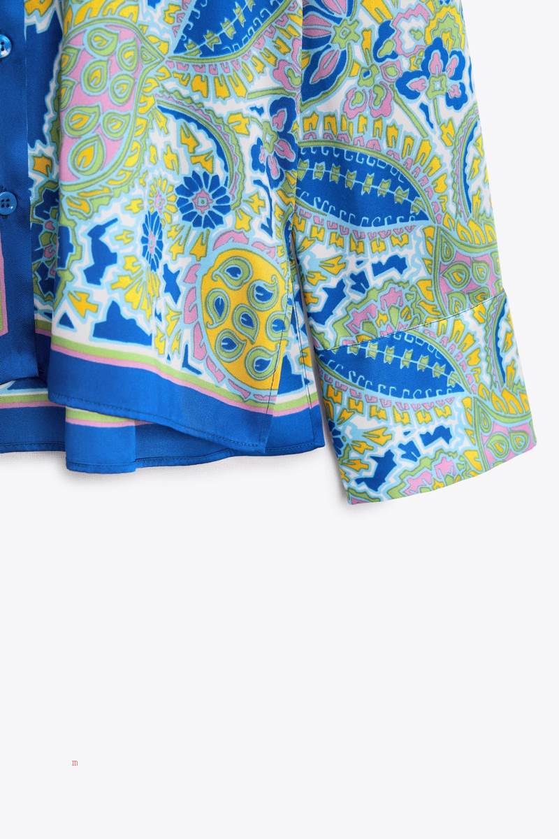 ZARA FLOWING PRINTED Blusar Dam Blå | HBUGD-5624