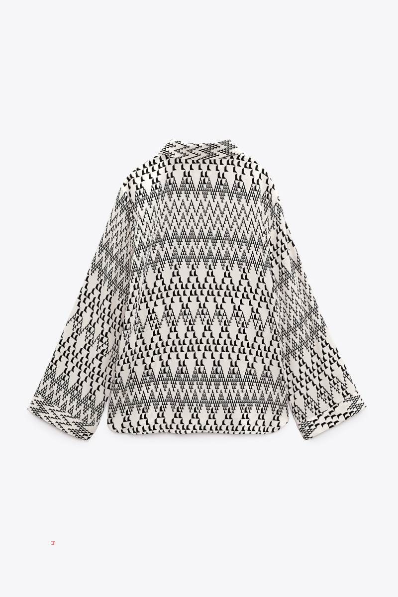 ZARA FLOWING PRINTED Skjorta Dam Grå Vita | QSJFZ-5012