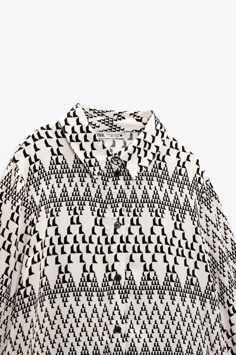 ZARA FLOWING PRINTED Skjorta Dam Grå Vita | QSJFZ-5012